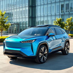 A sleek and futuristic hybrid SUV 2024, showcasing an elegant design with smooth lines and an aerodynamic body