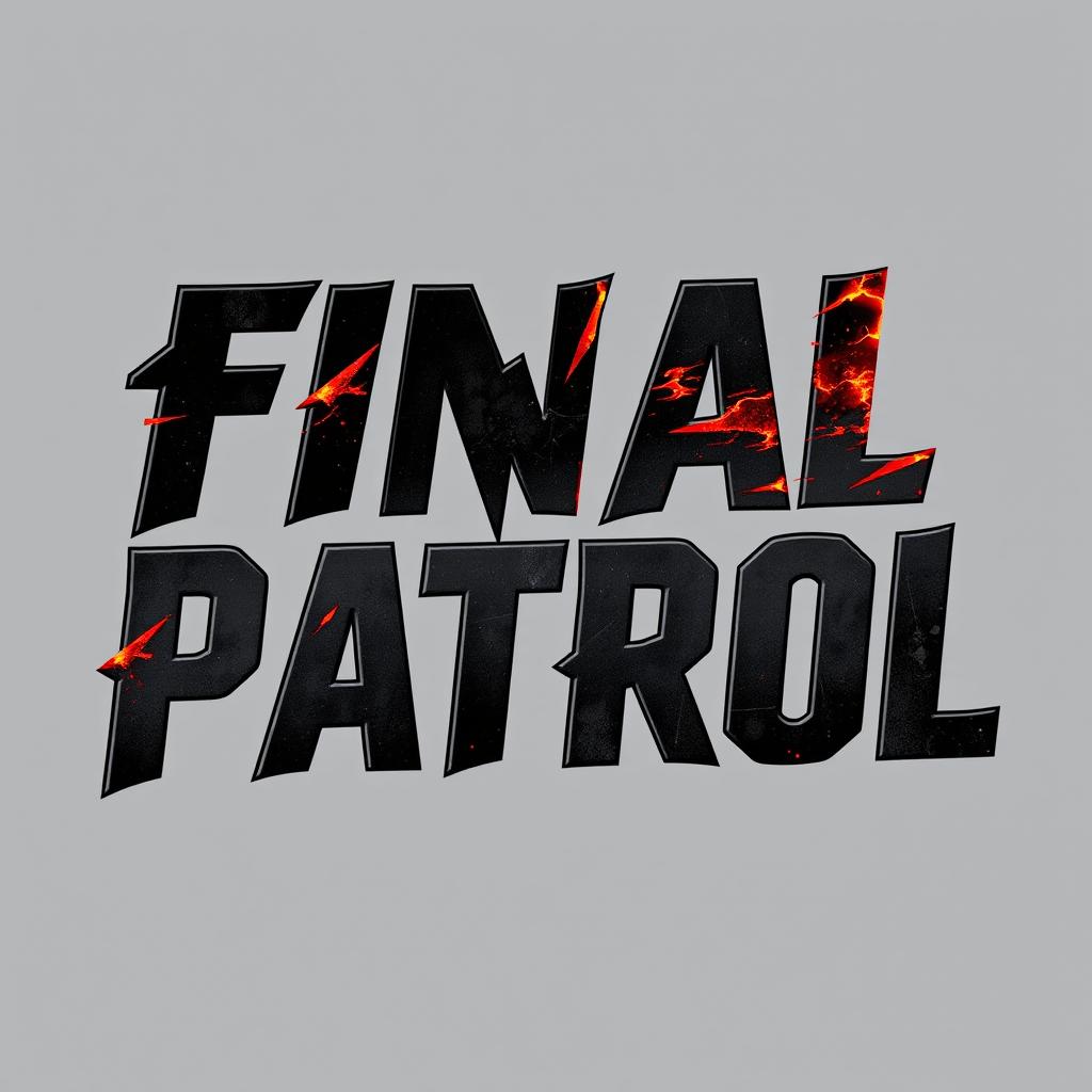 A striking and bold font design specifically created for the title 'Final Patrol', embodying an action story theme