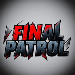 A striking and bold font design specifically created for the title 'Final Patrol', inspired by the first image of an action story theme