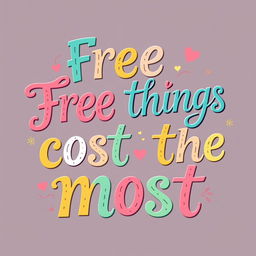 A beautifully crafted lettering design for the phrase "Free things cost the most"