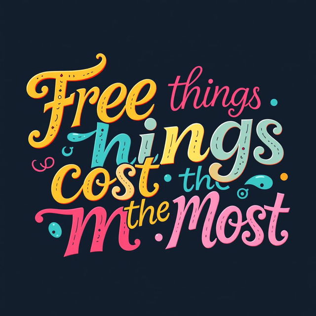 A beautifully crafted lettering design for the phrase "Free things cost the most"