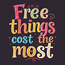 A beautifully crafted lettering design for the phrase "Free things cost the most"