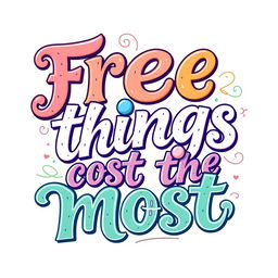 A beautifully crafted lettering design for the phrase "Free things cost the most"