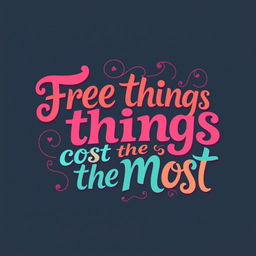 A creative lettering design for the phrase "Free things cost the most"