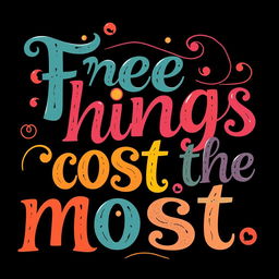 A creative lettering design for the phrase "Free things cost the most"