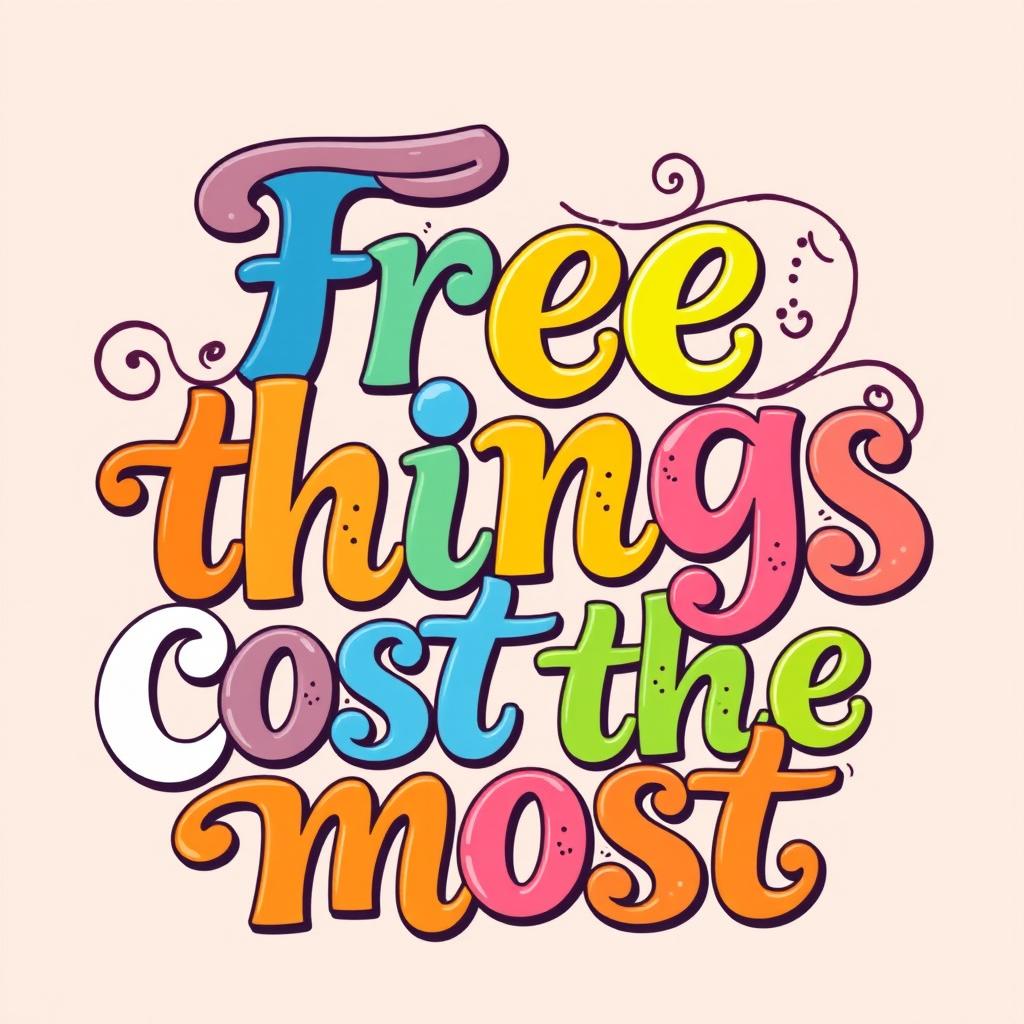 A creative lettering design for the phrase "Free things cost the most"