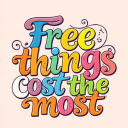 A creative lettering design for the phrase "Free things cost the most"