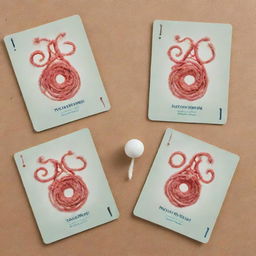 Create unique card game characters based on bacteria forms: a spherical Cocci, a rod-shaped Bacilli, a spiral Spirilla, a comma-shaped Vibrios, and a corkscrew Spirochaetes. Each should be visually distinctive, capturing the basic shape and concept of each bacteria in an engaging way.