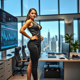 An empowering image of a female tech CEO showcasing impressive body goals