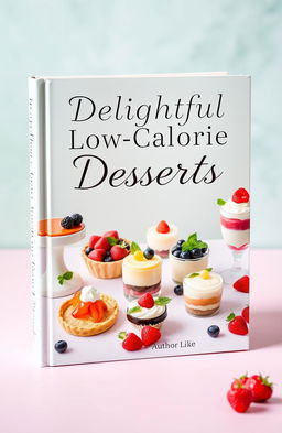 A beautifully designed book cover for a collection of modern low-calorie desserts