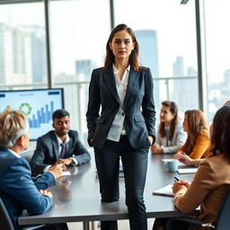 A professional meeting scene in a modern office