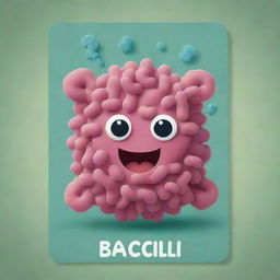 Design a cute card game character based on the Bacilli bacteria, which is rod-shaped. Ensure the character is charming and lovable while keeping the characteristic elongated structure of Bacilli bacteria.