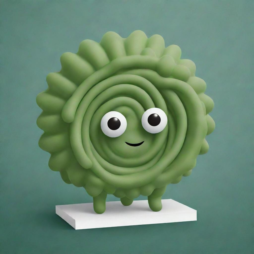 Design a charming card game character based on the spiral-shaped Spirilla bacteria. The character should be adorable while showcasing the unique helical structure that makes Spirilla bacteria distinctive.