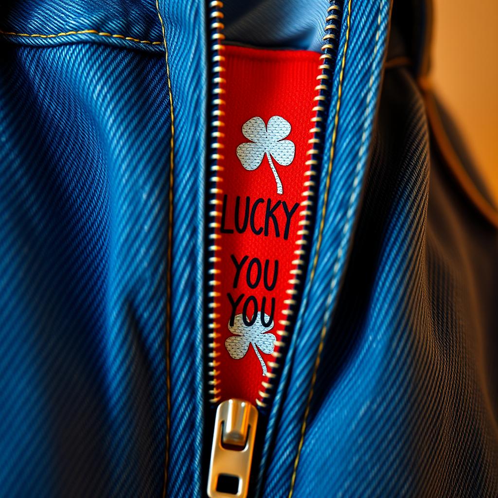 A close-up shot of an open denim zipper on a pair of jeans, showcasing one side of the fabric folded back