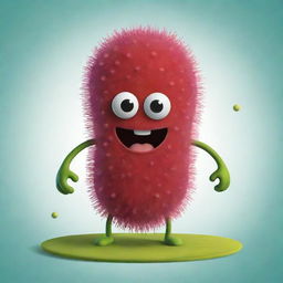 Create an endearing card game character based on the Vibrios bacteria, known for its comma-shaped form. The character should be irresistibly cute, with an emphasis on the peculiar curved shape of the Vibrios bacteria.