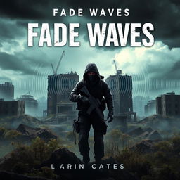 A thrilling book cover design for a novel titled 'Fade Waves'