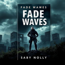 A thrilling book cover design for a novel titled 'Fade Waves'