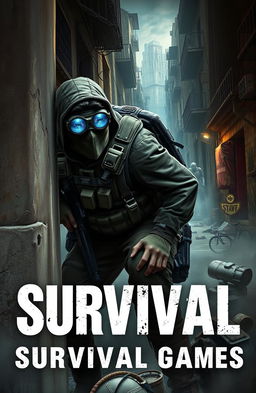 A dynamic book cover illustrating a survival game scene