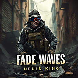 A captivating book cover for 'Fade Waves,' depicting a thrilling survival game scene