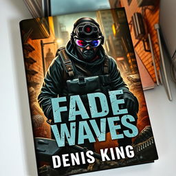 A captivating book cover for 'Fade Waves,' depicting a thrilling survival game scene