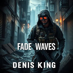 A captivating book cover for 'Fade Waves,' depicting a thrilling survival game scene