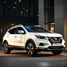 A Nissan Qashqai with a striking white exterior that exudes elegance and aesthetic sophistication