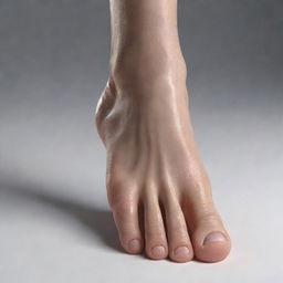 A realistic and detailed visual representation of a human foot, highlighting its anatomical features such as toes, arch, and heel.