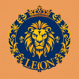 A bold and majestic logo for an empire named 'León', featuring a stylized lion's head at the center, representing strength and nobility