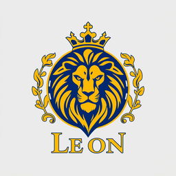 A bold and majestic logo for an empire named 'León', featuring a stylized lion's head at the center, representing strength and nobility