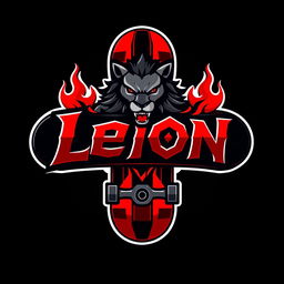 A dynamic logo for an empire named 'León', designed in a bold gamer style