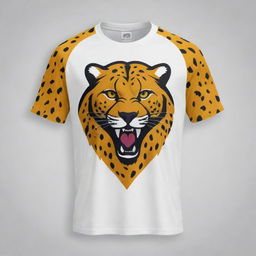 Design a grade 8 eSports jersey t-shirt featuring a bold and dynamic cheetah logo.