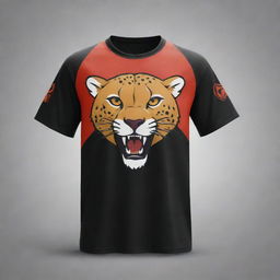 Design a grade 8 eSports jersey t-shirt featuring a bold and dynamic cheetah logo.