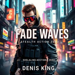 A captivating book cover for 'FADE WAVES: Stealth Action Zero