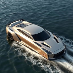 An imaginative design of a Nissan GTR reimagined as a sleek and modern boat