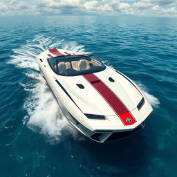 An innovative design of a Toyota Supra MK4 transformed into a stylish and high-performance boat