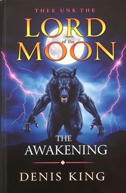 A dramatic book cover for 'LORD OF THE MOON - THE AWAKENING' by DENIS KING