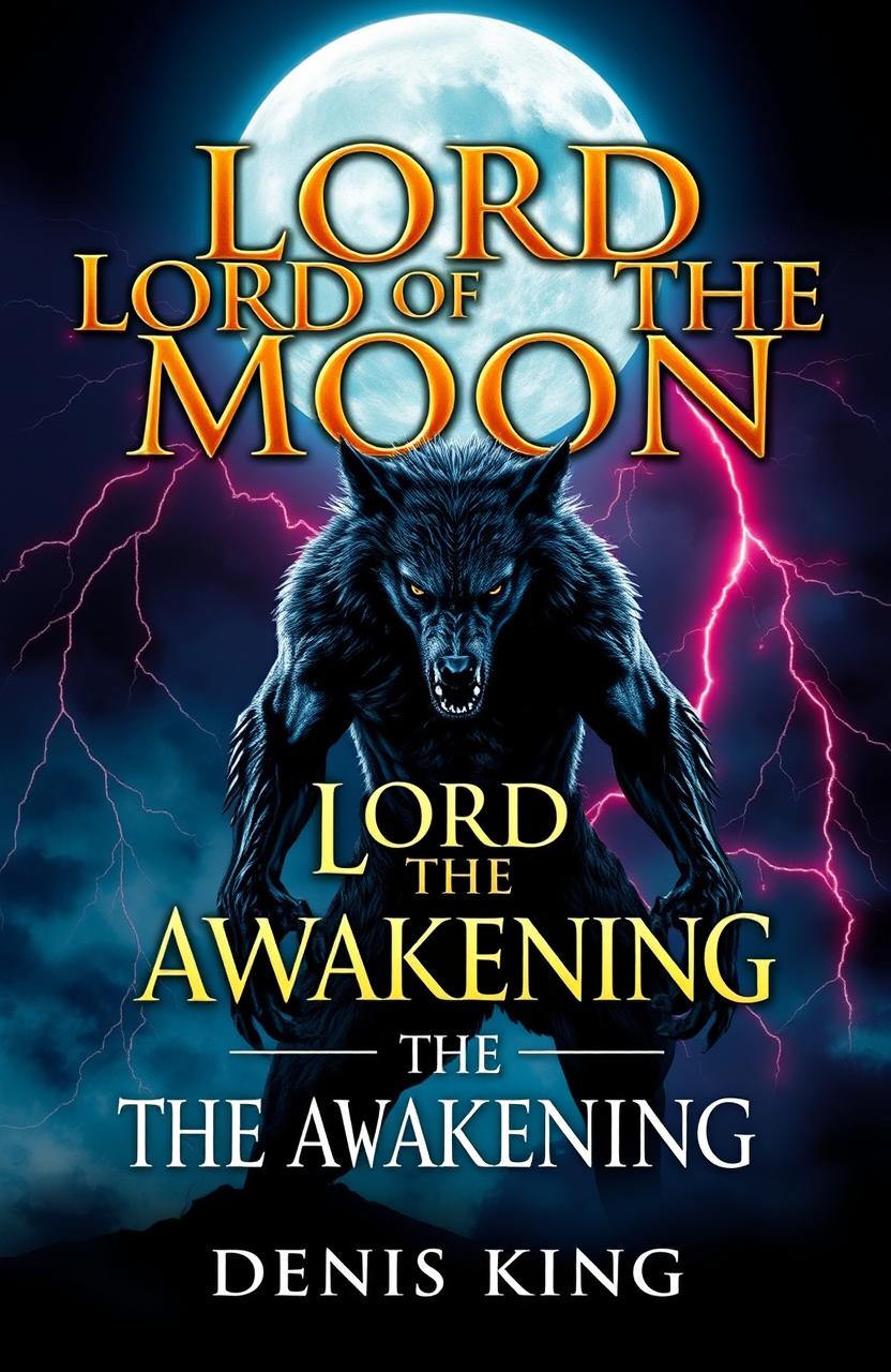 A dramatic book cover for 'LORD OF THE MOON - THE AWAKENING' by DENIS KING