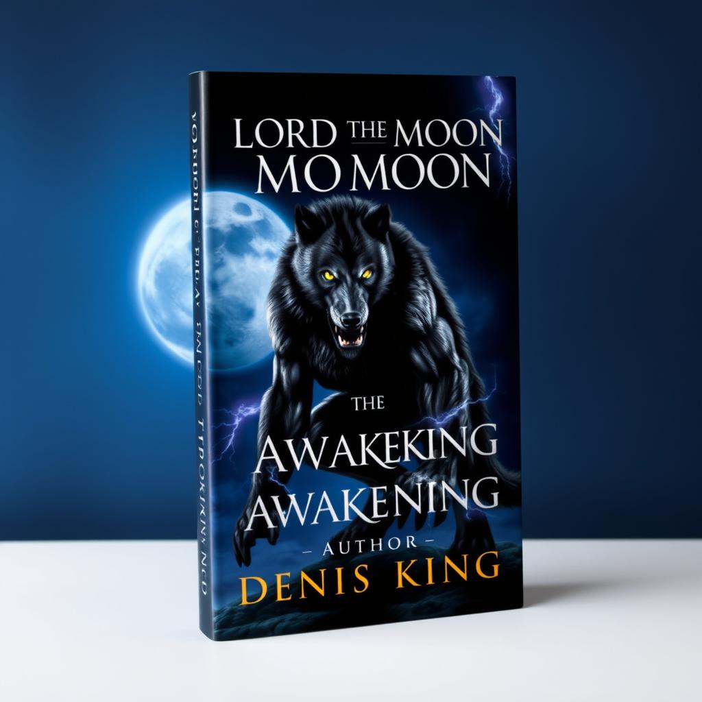 A striking book cover for 'LORD OF THE MOON - THE AWAKENING' by DENIS KING