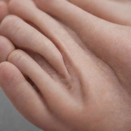 A detailed close-up of a human foot, demonstrating all its intricate details, lines, and contours.