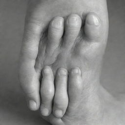 A detailed close-up of a human foot, demonstrating all its intricate details, lines, and contours.