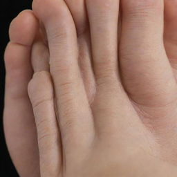 A detailed close-up of a human foot, demonstrating all its intricate details, lines, and contours.