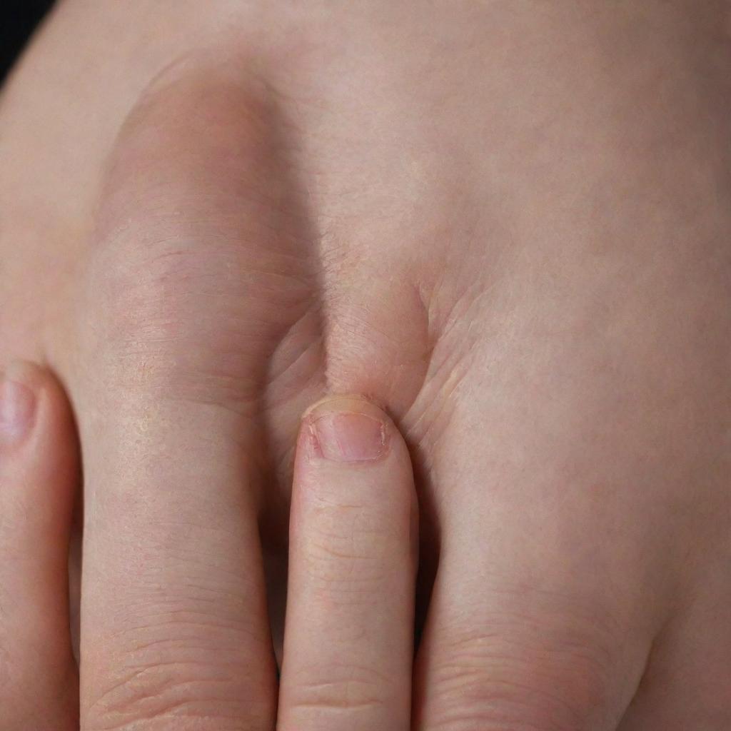 A detailed close-up of a human foot, highlighting its unique elements, skin texture, and complex structure.