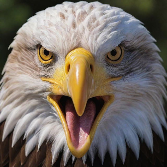 A majestic eagle with piercing eyes, grasping a writhing snake in its sharp talons, all rendered in vibrant colors.