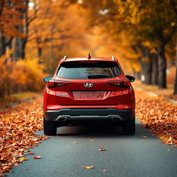 A sleek red Hyundai Tucson 2022 showcased from a dynamic rear angle, capturing the smooth lines and modern design of the SUV