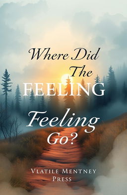 A book cover design for a title 'Where Did The Feeling Go?' featuring a beautiful, dramatic landscape that represents the themes of loss and nostalgia