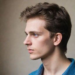 Profile of a young man with his eyes covered for a novel cover