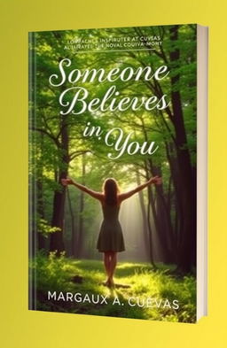 A serene and inspiring book cover for a novel titled "Someone Who Believes in You" by Margaux A