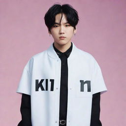 Min Yoongi from BTS dressed as Blitzø from Helluva Boss, merging the K-pop star's characteristic features with the animated character's outfit and style.