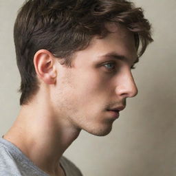 Profile of a young man with his eyes obscured for a novel cover