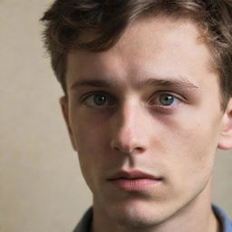 Profile of a young man with his eyes obscured for a novel cover